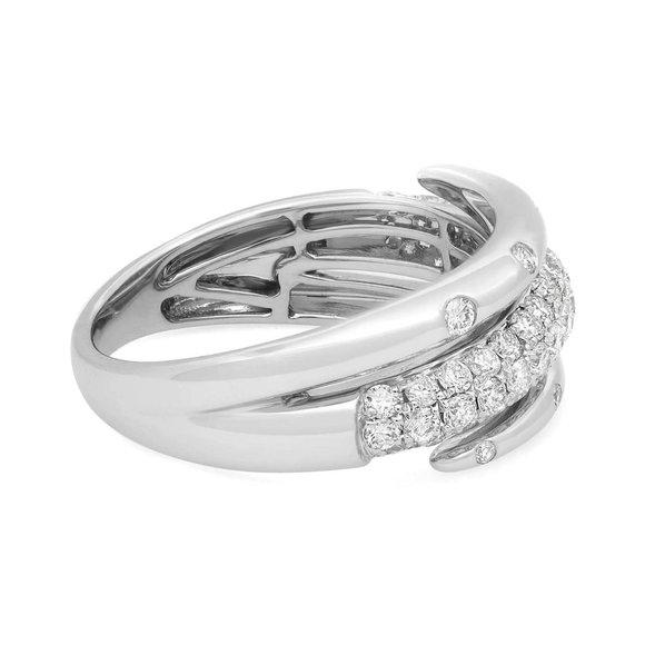 Rachel Koen 0.77Cttw Round Cut Diamond Spiral Band Ring 18K White Gold Size 6.5 - Picture 3 of 6